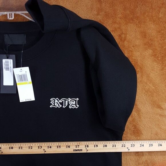 RTA Sweatshirt Mens Medium Black Pullover Crew Logo CHARLES in GOTHIC $170 - Picture 10 of 12